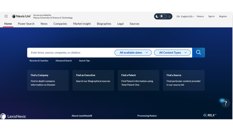 Nexis Uni Academic Platform